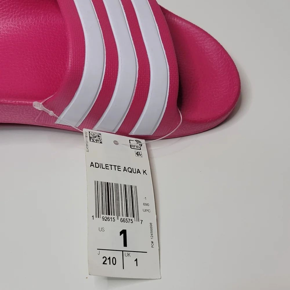 Adidas | Adilette Aqua K Pink slides girls Size 1K